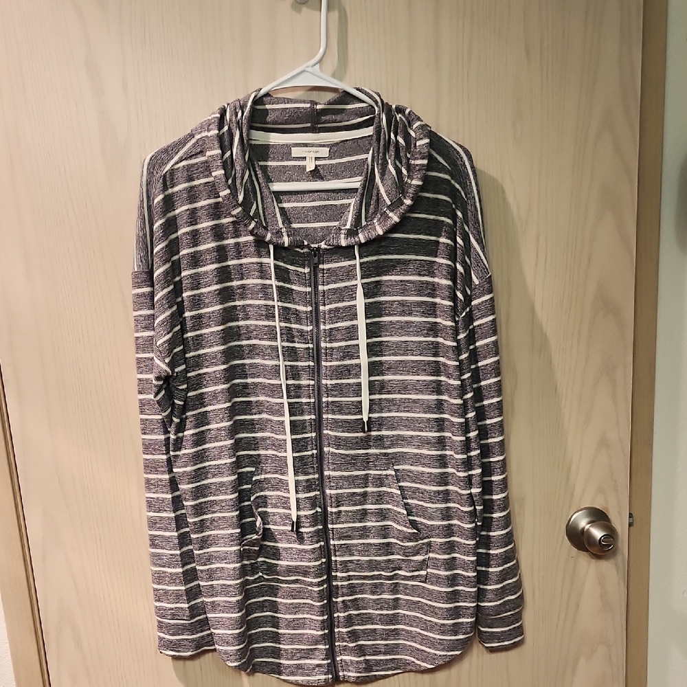 Striped Gray and White Hoodie